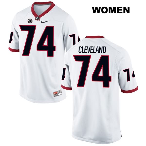 Georgia Bulldogs Women's Ben Cleveland #74 NCAA Authentic White Nike Stitched College Football Jersey VAH3756CV